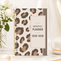 1pc 2026.7-2028.6 24 Monthly Planner, Leopard Print A5 Spiral Agenda Notebook with Reference Calendars and Notes Pages