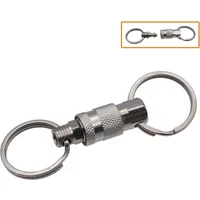 Heavy Duty Quick Release Pull Apart Key Ring Brass Stem Lock On Chuck Slide Down to Open Knurling Sleeve Holding Keys Tools 1pc