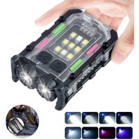 COB LED Mini Flashlight Super Bright EDC Keychain Light 8 Lighting Modes Outdoor Emergency Camping Pocket Lamp With Tail Magnet