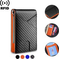 Fibre de carbone Rfid hommes portefeuilles sac d'argent mince mince carte homme portefeuille de luxe mâle petit court sac à main bi-fold Vallet porte-monnaie