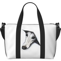Custom Whippet Peeping Whippet Tote Bag for Women Big Capacity Greyhound Lurcher Dog Gym Beach Travel Bags