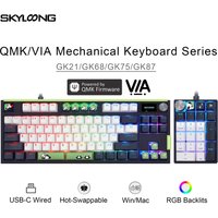 SKYLOONG QMK/VIA Mechanical Keyboard GK21/68/75/87 TKL Bundle Sales PBT Panda Keycaps Hot-Swappable USB-C Wired Gamer Keyboard