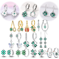 Lucky Grass Series 925 Silver Hoop Earrings Love Four Leaf Clover Tassel Fit Hot Selling Drop Earrings For Women Party Wedding