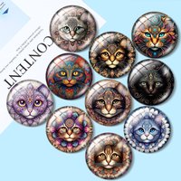 Cat mandala 12mm/14mm/16mm/18mm/20mm/25mm Round photo glass cabochon flat back Making findings for Pin Necklace