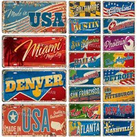 Artiser USA Nummernschild Wahrzeichen Metallschild US City State Dekoratives Schild Wanddekoration Garage Bar Pub Club Hotel Café Küche