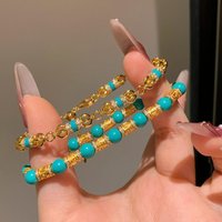 Vintage New In Chinese Style Turquoise bracelet for women Shining Six Character Proverbs Rod Splicing bangles Green Jewelry Gift