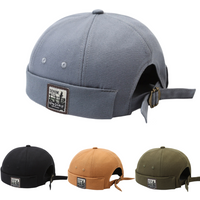 Men's Daily Wear Brimless Docker Cap Retro Rolled Cuff Skullcap Adjustable Breathable Sailor Hip Hop Hat