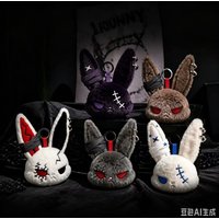 Halloween Gothic Bunny Plush Keychain RabbitBag Charm with Bandage Desian Kawaii Key Ring Pendantg Pendant Car Bag Ornament Gift