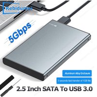 KEBIDUMEI HDD Enclosure 2.5 SATA SSD External Hard Drive Case 5Gbps USB 3.0 To Type C Transfer Speed Aluminum Alloy Harddisk Box