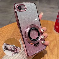 Case For iPhone 17E 16E Sparkle Powder Magnetic Holder Transparent Colorful TPU Corners Airbag Lens Film Cover For iPhone 17E