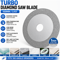 100MM Turbo Diamond Saw Blade Granite Marble Cutting Disc Porcelain Tile Ceramic 3.93" Angle Grinder Jade Fine Grain Cutting Too