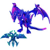 3D printed multicolour gradient three-headed dragon with movable joints and wings, cool toy statue, Halloween toy for children