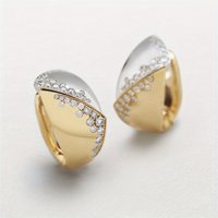 Exquisite Two Color White CZ Hoops Earrings Woman Geometry Fashion Party Daily Wear