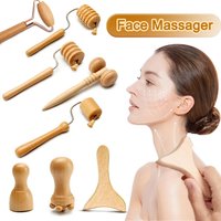 1/7pcs Face Massager Wooden Face Face Roller Mini Wood Therapy Face Wood Therapy Meridian Massage Kit Facial Roller Lifting