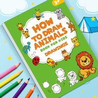 Green Animal Drawing Book for Teenagers - Children's Step-By-Step Art and Educational Toy, Featuring Cartoon Sharks, Rabbits, and Sheep Designs, Suitable for Creative Writing and Coloring, Birthday,
