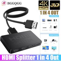 4K HDMI Splitter 1 in 4 Hub Out Full HD 4K Video Switcher Amplifier HDMI Cable Adapter for PS4 Laptop Monitor TV Box Projector