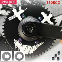 PASS QUEST 110BCD 4-Bolt Chainwheel Chessboard & Devil Smiley Face Narrow-Wide Tooth Chainring MTB/Road Bike Chainwheel
