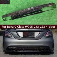 For Mercedes Benz C Class W205 C43 C63 Carbon Fiber Back lip Car Rear Bumper Diffuser Splitters Spoiler Car Accessories Body Kit