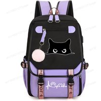 School Bags Casual Shoulder Bagpack Black Cat Cute Travel Teenage Women Backpack Mochila Durable College School Computer Bag