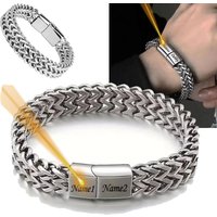 Custom Name Stainless Steel Men Braided Double Row Front Rear Fish Scale Alloy Magnetic Buckle Bracelet with Keel Lovers Jewelry