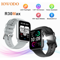 1.91'' TFT HD Screen New R30 Max Smartwatch with LED Flashlight Health Monitoring Bluetooth Call Watches for Men Women Gifts