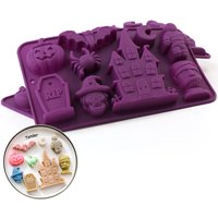 1pc Silicone Halloween Candy Mold with Witch Theme Chocolate Mold for Making Candies Cake Decoration Baking Desserts And Candles