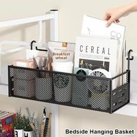 1Pcs New Iron Bedside Hanging Basket Punch-Free Space Saving Bed Storage Rack Hanging Bedside Shelf For Dormitory Home