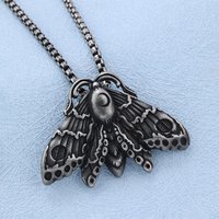 Vintage Stainless Steel Moon Moth Pendant Necklace Men's Gothic Punk Hip Hop Animal Pendant Jewelry Party Fashion Gift Wholesale