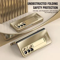 For Samsung Galaxy Z Fold 6 5 4 3 5G Case Plating Hinge with Pen 360 Full Screen Protector AG Matte Shockproof Kickstand Cover