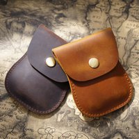 Vintage Leather Card Holder Wallet for Men & Women, Handmade Crazy Horse Cowhide Minimalist RFID Blocking Coin Pocket, Retro Br