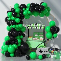 Black and Green Balloon Garland Set, Gamer Birthday Decoration Balloon Arch Kit, 97 Pieces Matte Green and Black Balloons, 18 12 10 5inch Latex Balloons, Suitable for Video Game Football Themed