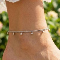 Stainless Steel Link Cable Chain Anklet For Women Waterproof Beaded Anklet Fashion Foot Leg Accessories Gift
