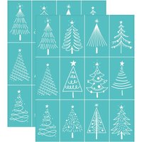 Self-Adhesive Silk Screen Printing Stencil for Painting on Wood DIY Decoration T-Shirt Fabric Turquoise Christmas Tree Pattern