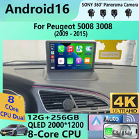 Radio samochodowe Android 16 z bezprzewodowym CarPlay i Auto do Peugeot 5008 3008 2009-2015, nawigacja GPS, odtwarzacz multimedialny, stereo.
