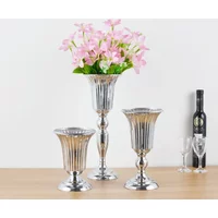 PEANDIM Luxury Silver Flower Vase Home Vase Desktop Craft Flower Arrangement Decoration Wedding Party Christmas Flower Rack