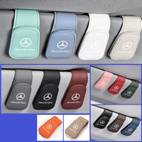 Car Sun Visor Eyeglass Hanger Leather Storage Holder Clip For Mercedes Benz C180 C300 W124 W176 W177 C200 C260 GLC CLE CLA AMG