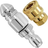 Sewer Jetter Nozzle 5000PSI Mini with 1/4'' Quick Connect Drain Cleaning Nozzle Tips Kit for Drain Jetting Hose