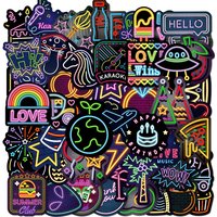 10/30/50PCS Cartoon Mixed Neon PVC Sticker Aesthetic DIY Decoration Scrapbooking Korean Stationery School Supplies