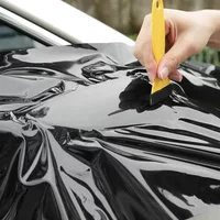 Auto Adhesive Vinyl Wrapping Film Car Sticker Glossy Black Color Change Film Bubble Free Car Accessories Interior Exterior