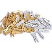 50 Pcs 25mm Mini Golden Wooden Clips For Photo Pegs Gold / Silver Clips Craft Clothespin Clips Activities Daily Decoration Clips