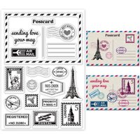 1PC Postmark Postcard Stamps Vintage Air Tickets Clear Stamps Vintage Ticket Postcard Stamps Postcard Border Edge Silicone