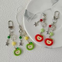 Fashionable Crystal Beaded Elegant Phone Charm Stylish Keyring Red Green Phone Lanyard Cute 3D Y2K Cute Fruit Pendant Bag Chain