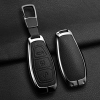 Car Key Pack for Ford ST Line Fiesta Focus Mondeo Ecosport Kuga Puma Edge Escape Metallic Leather Car Key Fob Case Accessories