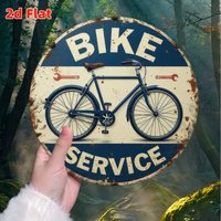 AliExpress HELLOYOUNG 2D 'Bicycle Service' Aluminum Sign – Rustic Wall Art for Garden, Porch & Bar | Retro Weathered Finish Decor