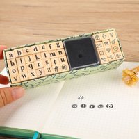 Yoofun 40pcs/set Creative Character Wooden Stamp Set English Letters Wood Seal Stamp for Journaling Scrapbooking Standard Stamp