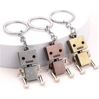 Exquisite 3D creative movable joint mini robot keychain, punk style robot pendant metal waist hanging keychain backpack buckle