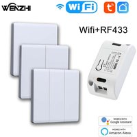Wifi RF 433 Mhz DIY Light Switch Module Receiver Relay 86 Portable Wireless Remote Control Tuya Smart Life Alexa Google Home