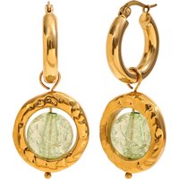 E.B.belle New Creative Green Color Round Lantern Lampwork Pendant Hoop Earring 18k Gold Plated Stainless Steel Woemn Jewelry