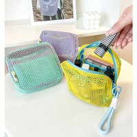 Large Capacity Mesh Makeup Bag Dopamine Mesh Fabric Tofu Bag Women's Mouth Red Envelope Mini Coin Purse