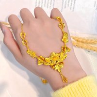 Pure 18 Kt Gold Color Flower Pendant Necklace for Women Girlfriend Wedding Birthday Fine Chain Neckalce Jewelry Gifts